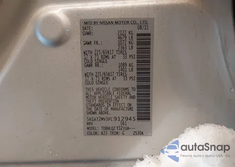 2015 Nissan Rogue Sv из США, поврежденный, VIN 5N1AT2MV3FC912945